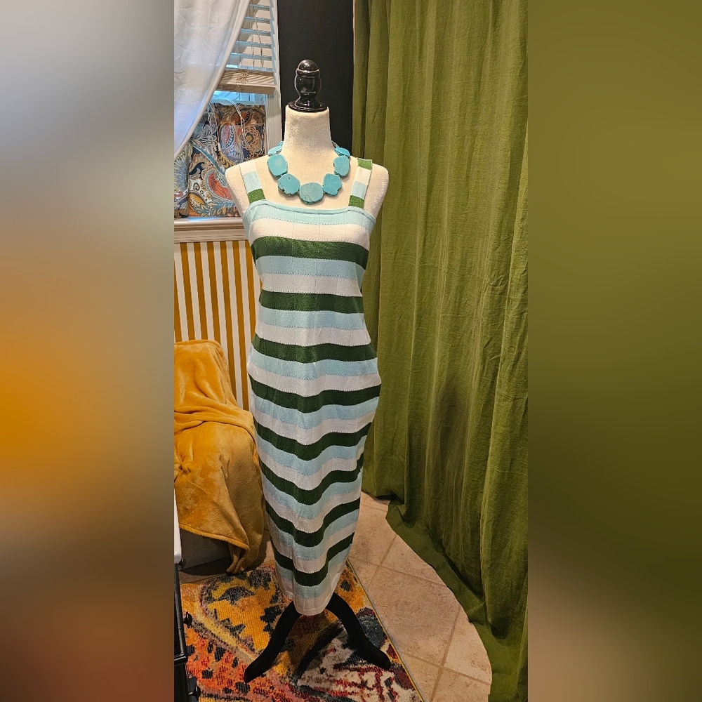 Striped Green and White Dress